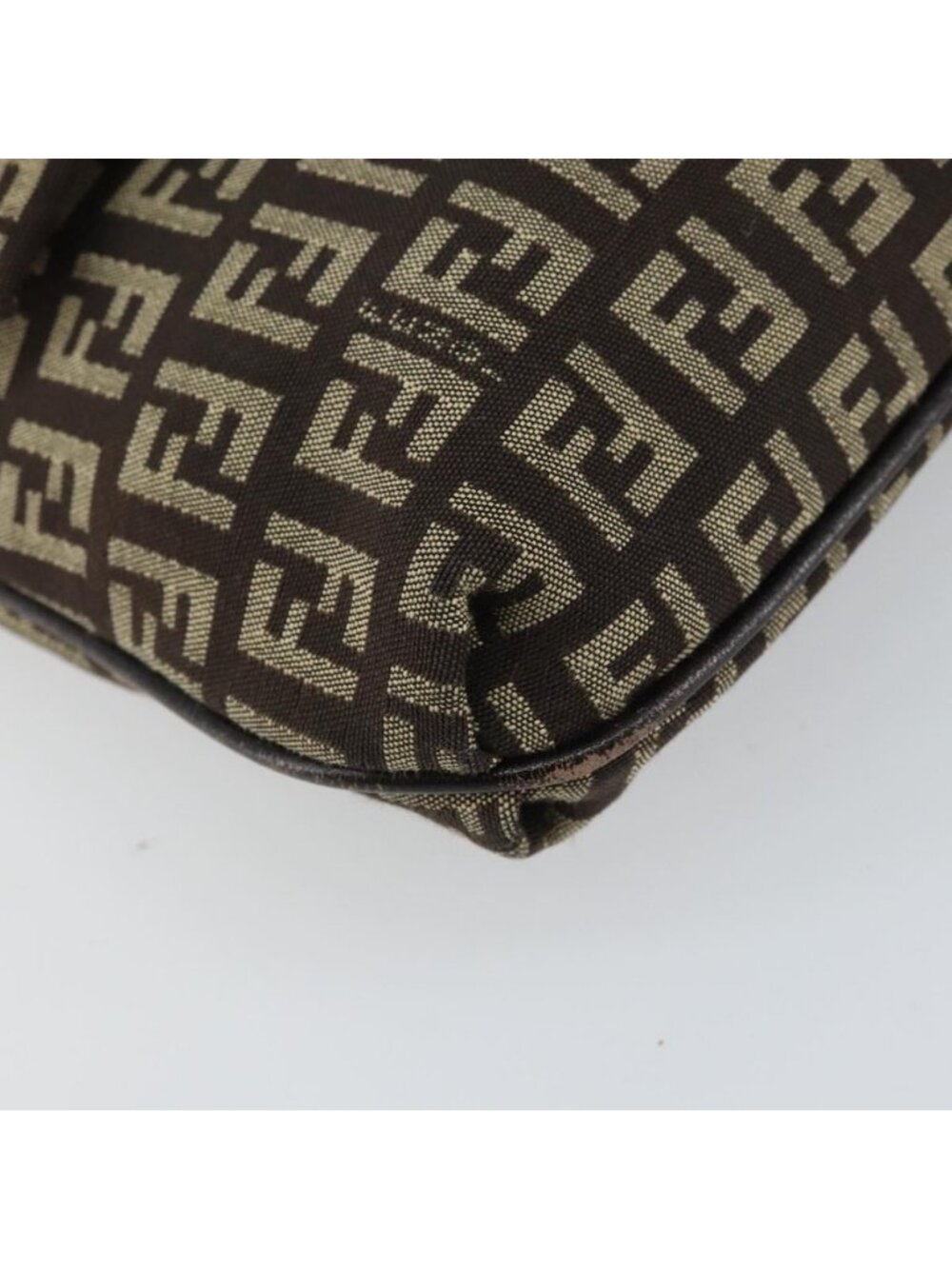 Authentic FENDI Zucchino Canvas Mamma Baguette Shoulder Bag Brown Silver - Picture 3 of 16